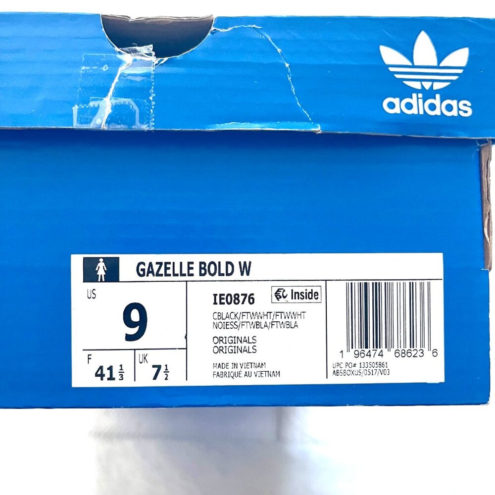 adidas Gazelle Bold Platform Sneakers Black/ Cloud White Size 9 - Picture 10 of 10